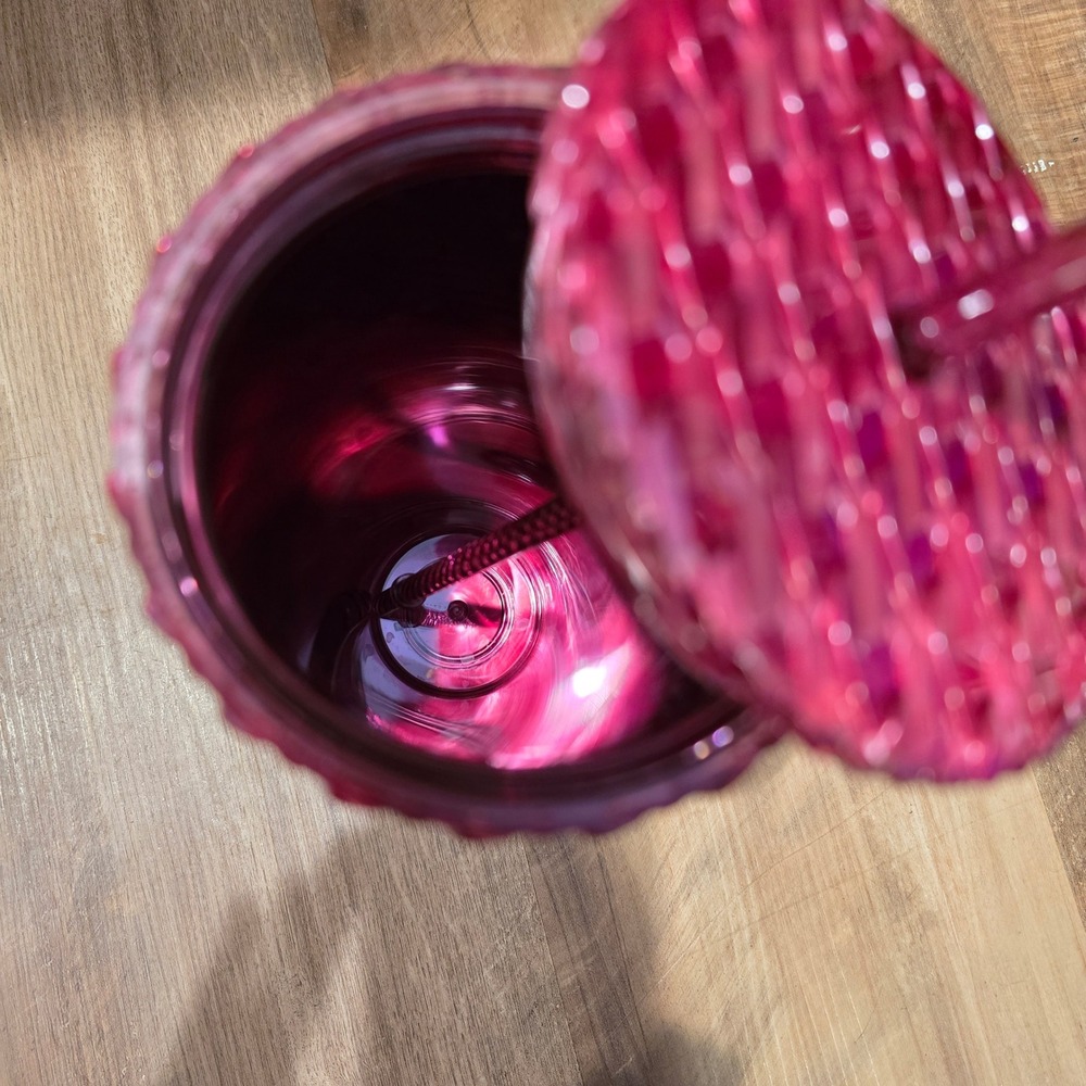 Starbucks Tumbler Red Iridescent Gem Studded Venti 24oz Cold Cup With Straw - Picture 4 of 6